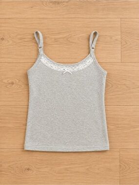Hollister Light Gray Lace-Trim Cami